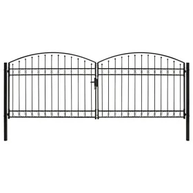 Doppeltüriges Zauntor mit Bogen 400x150 cm aus schwarzem Stahl von vidaXL, Gartentore - Ref: Foro24-143094, Preis: 415,09 €, ...