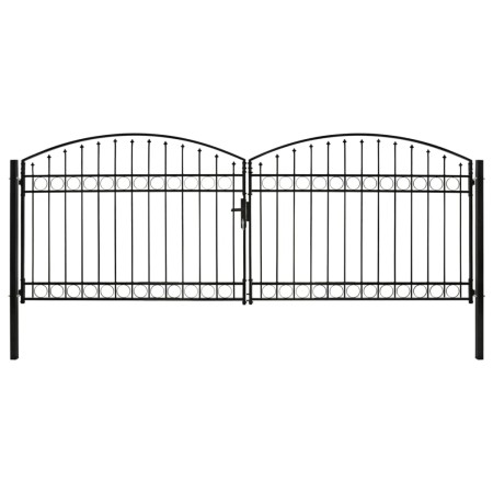 Cancela de valla doble puerta con arco 400x150 cm acero negro de vidaXL, Puertas de jardín - Ref: Foro24-143094, Precio: 422,...