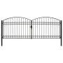Double door fence gate with arch 400x150 cm black steel by vidaXL, garden gates - Ref: Foro24-143094, Price: 415,09 €, Discou...