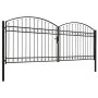 Double door fence gate with arch 400x150 cm black steel by vidaXL, garden gates - Ref: Foro24-143094, Price: 415,09 €, Discou...