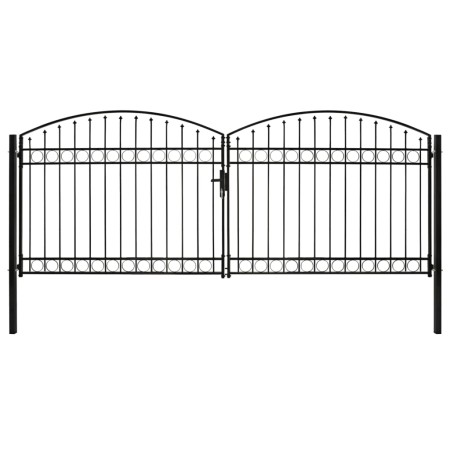 Cancela de valla doble puerta con arco 400x175 cm acero negro de vidaXL, Puertas de jardín - Ref: Foro24-143095, Precio: 464,...