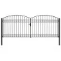 Double door fence gate with arch 400x175 cm black steel by vidaXL, garden gates - Ref: Foro24-143095, Price: 455,55 €, Discou...