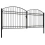 Cancela de valla doble puerta con arco 400x175 cm acero negro de vidaXL, Puertas de jardín - Ref: Foro24-143095, Precio: 464,...