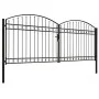 Double door fence gate with arch 400x175 cm black steel by vidaXL, garden gates - Ref: Foro24-143095, Price: 455,55 €, Discou...