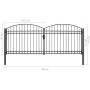 Cancela de valla doble puerta con arco 400x175 cm acero negro de vidaXL, Puertas de jardín - Ref: Foro24-143095, Precio: 464,...