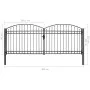 Double door fence gate with arch 400x175 cm black steel by vidaXL, garden gates - Ref: Foro24-143095, Price: 455,55 €, Discou...