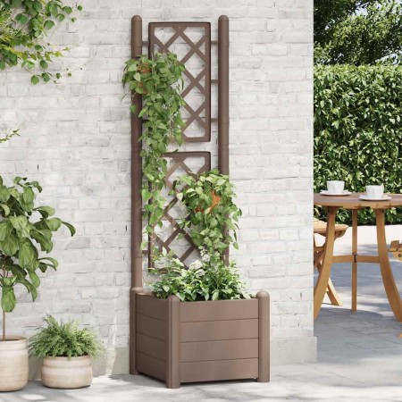Jardinera con enrejado PP moca 43x43x142 cm en Macetas y jardineras | Comprar online en Foru.es