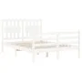 Double bed frame with white solid wood headboard by vidaXL, Beds and slatted bases - Ref: Foro24-3194282, Price: 146,37 €, Di...