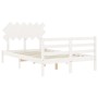 Estructura cama de matrimonio con cabecero madera maciza blanco de vidaXL, Camas y somieres - Ref: Foro24-3195257, Precio: 13...