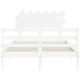 Estructura cama de matrimonio con cabecero madera maciza blanco de vidaXL, Camas y somieres - Ref: Foro24-3195257, Precio: 13...