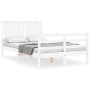 Estructura cama de matrimonio con cabecero madera maciza blanco de vidaXL, Camas y somieres - Ref: Foro24-3194737, Precio: 14...