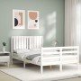 Estructura cama de matrimonio con cabecero madera maciza blanco de vidaXL, Camas y somieres - Ref: Foro24-3194737, Precio: 14...
