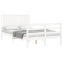 Estructura cama de matrimonio con cabecero madera maciza blanco de vidaXL, Camas y somieres - Ref: Foro24-3194737, Precio: 14...