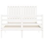 Estructura cama de matrimonio con cabecero madera maciza blanco de vidaXL, Camas y somieres - Ref: Foro24-3194737, Precio: 14...