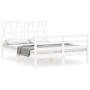 Estructura cama de matrimonio con cabecero madera maciza blanco de vidaXL, Camas y somieres - Ref: Foro24-3194347, Precio: 15...