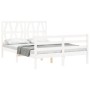 Estructura cama de matrimonio con cabecero madera maciza blanco de vidaXL, Camas y somieres - Ref: Foro24-3194347, Precio: 15...