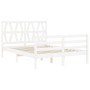 Estructura cama de matrimonio con cabecero madera maciza blanco de vidaXL, Camas y somieres - Ref: Foro24-3194347, Precio: 15...