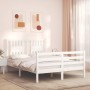 Estructura cama de matrimonio con cabecero madera maciza blanco de vidaXL, Camas y somieres - Ref: Foro24-3194542, Precio: 14...