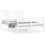 Estructura cama de matrimonio con cabecero madera maciza blanco de vidaXL, Camas y somieres - Ref: Foro24-3194542, Precio: 14...