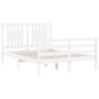 Estructura cama de matrimonio con cabecero madera maciza blanco de vidaXL, Camas y somieres - Ref: Foro24-3194542, Precio: 14...