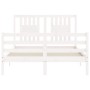 Estructura cama de matrimonio con cabecero madera maciza blanco de vidaXL, Camas y somieres - Ref: Foro24-3194542, Precio: 14...