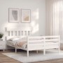 Estructura cama de matrimonio con cabecero madera maciza blanco de vidaXL, Camas y somieres - Ref: Foro24-3195127, Precio: 13...