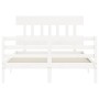 Estructura cama de matrimonio con cabecero madera maciza blanco de vidaXL, Camas y somieres - Ref: Foro24-3195127, Precio: 13...