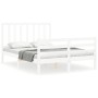 Estructura cama de matrimonio con cabecero madera maciza blanco de vidaXL, Camas y somieres - Ref: Foro24-3193827, Precio: 13...