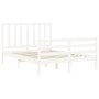 Estructura cama de matrimonio con cabecero madera maciza blanco de vidaXL, Camas y somieres - Ref: Foro24-3193827, Precio: 13...