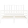 Estructura cama de matrimonio con cabecero madera maciza blanco de vidaXL, Camas y somieres - Ref: Foro24-3193827, Precio: 13...