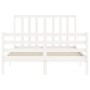 Estructura cama de matrimonio con cabecero madera maciza blanco de vidaXL, Camas y somieres - Ref: Foro24-3193762, Precio: 14...