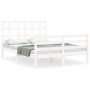 Estructura cama de matrimonio con cabecero madera maciza blanco de vidaXL, Camas y somieres - Ref: Foro24-3193957, Precio: 13...