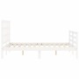 Estructura cama de matrimonio con cabecero madera maciza blanco de vidaXL, Camas y somieres - Ref: Foro24-3193957, Precio: 13...