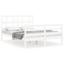 Estructura cama de matrimonio con cabecero madera maciza blanco de vidaXL, Camas y somieres - Ref: Foro24-3194802, Precio: 14...