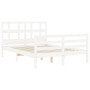 Estructura cama de matrimonio con cabecero madera maciza blanco de vidaXL, Camas y somieres - Ref: Foro24-3194802, Precio: 14...