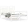 Estructura cama de matrimonio con cabecero madera maciza blanco de vidaXL, Camas y somieres - Ref: Foro24-3194022, Precio: 14...