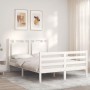Estructura cama de matrimonio con cabecero madera maciza blanco de vidaXL, Camas y somieres - Ref: Foro24-3194022, Precio: 14...