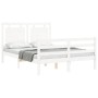 Estructura cama de matrimonio con cabecero madera maciza blanco de vidaXL, Camas y somieres - Ref: Foro24-3194022, Precio: 14...