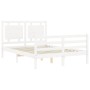 Estructura cama de matrimonio con cabecero madera maciza blanco de vidaXL, Camas y somieres - Ref: Foro24-3194022, Precio: 14...