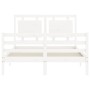 Estructura cama de matrimonio con cabecero madera maciza blanco de vidaXL, Camas y somieres - Ref: Foro24-3194022, Precio: 14...