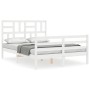 Estructura cama de matrimonio con cabecero madera maciza blanco de vidaXL, Camas y somieres - Ref: Foro24-3194867, Precio: 14...