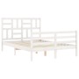 Estructura cama de matrimonio con cabecero madera maciza blanco de vidaXL, Camas y somieres - Ref: Foro24-3194867, Precio: 14...