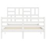 Estructura cama de matrimonio con cabecero madera maciza blanco de vidaXL, Camas y somieres - Ref: Foro24-3194867, Precio: 14...
