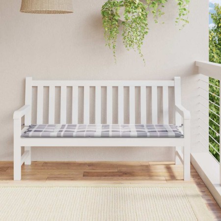 Cojín de banco de jardín tela Oxford a cuadros gris 150x50x4 cm en Decoración | Comprar online en Foru.es