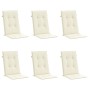 Cojín silla de jardín respaldo alto 6 uds tela crema 120x50x3cm en Decoración | Comprar online en Foru.es