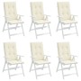 Cojín silla de jardín respaldo alto 6 uds tela crema 120x50x3cm en Decoración | Comprar online en Foru.es