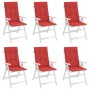 Cojín silla de jardín respaldo alto 6 uds tela rojo 120x50x3 cm en Decoración | Comprar online en Foru.es