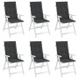 Cojín silla de jardín respaldo alto 6 uds tela negro 120x50x3cm en Decoración | Comprar online en Foru.es
