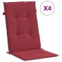 Cojín silla de jardín respaldo alto 4 uds tela rojo 120x50x3 cm en Decoración | Comprar online en Foru.es