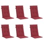 Cojín silla de jardín respaldo alto 6 uds tela rojo 120x50x3 cm en Decoración | Comprar online en Foru.es